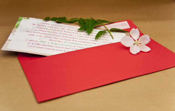 Приглашения на свадьбу из бумаги с семенами "Яблонька"