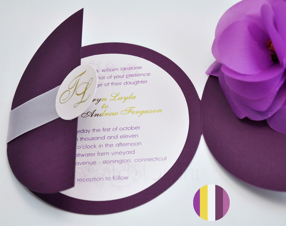 Фиолетовые пригласительные на свадьбу Классические свадебные приглашения Wedding invitation purple